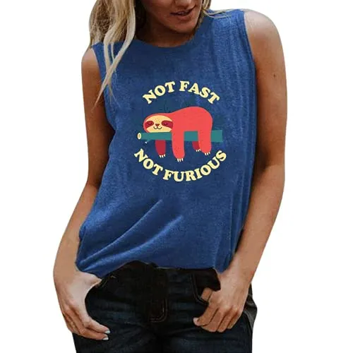 Women Not Fast Not Furious Shirt Funny Sloth Shirt Women Sloth Tank Top