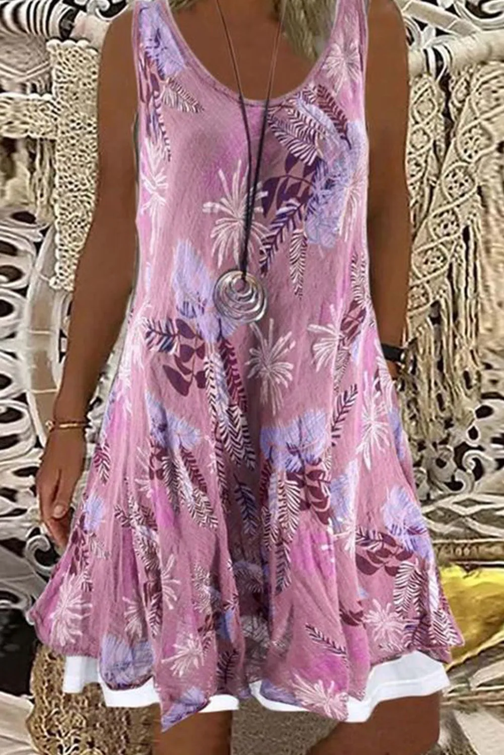 Women’s Summer Mini Sundress Sleeveless Floral Casual Loose Tank Dress