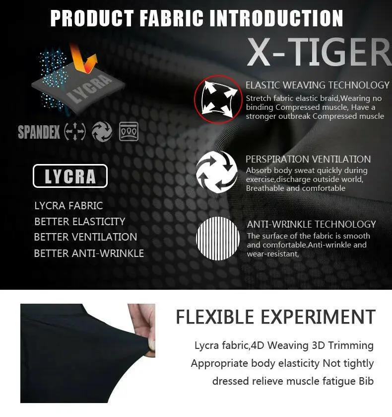 X-TIGER Men's Cycling Shorts Coolmax 5D Padded Bicycles Riding Pants Shockproof MTB Bike Shorts Biking Cycle Wear Tights