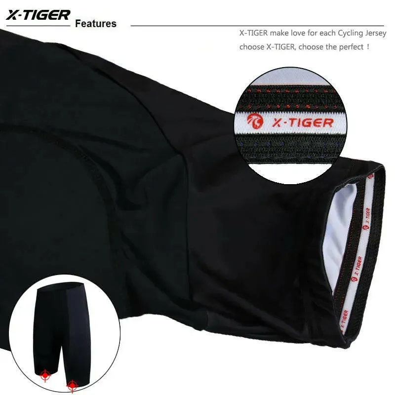 X-TIGER Men's Cycling Shorts Coolmax 5D Padded Bicycles Riding Pants Shockproof MTB Bike Shorts Biking Cycle Wear Tights